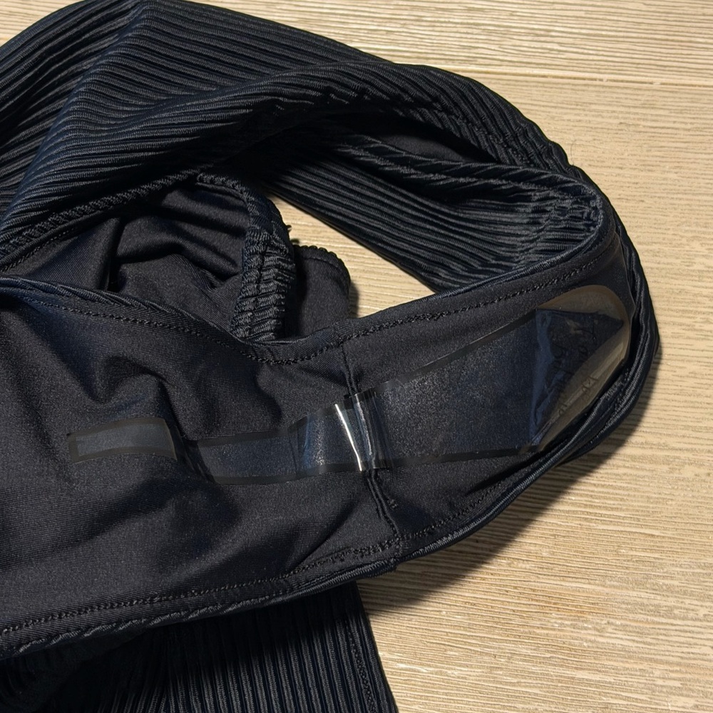 Frankie's Bikinis Black Ribbed Crisscross Back One-Piece Swimsuit - Picture 5 of 6